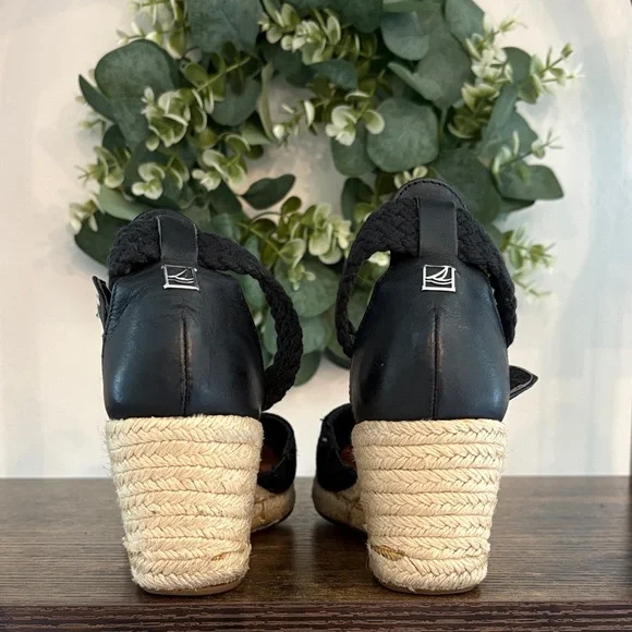 Sperry Black Espadrille Wedge Sandals - Picture 4 of 6
